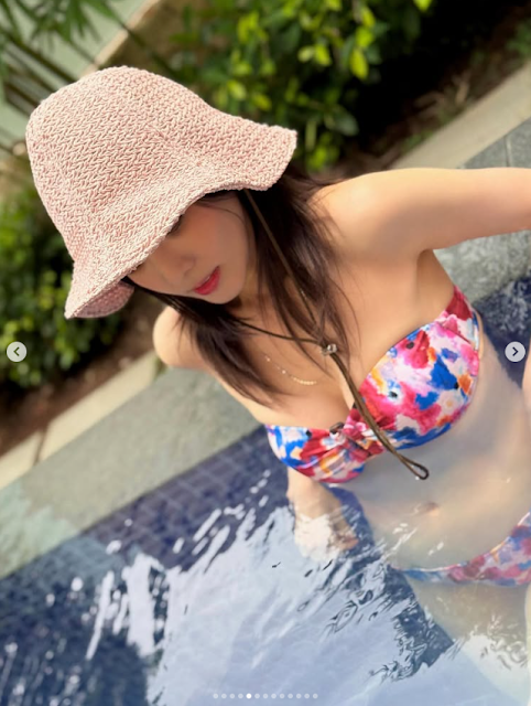 산다라박 비키니 블루 패턴으로 완성한 분위기 반전과 몸매 관리 비결